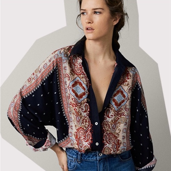 Massimo Dutti Tops - Massimo Dutti scarf print shirt. Size 8. Multi colour.